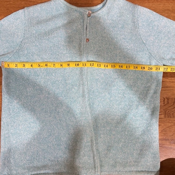 LLBean Blue Marled tight Knit 100%Cotton Cardigan xl heavy pearl buttons vintage - Picture 9 of 9